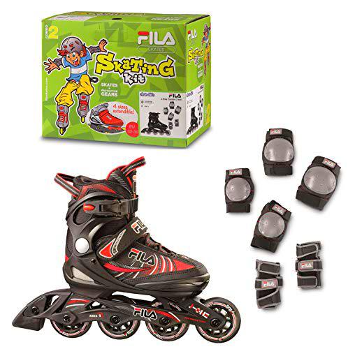 FILA SKATES J-One Combo - Juego de Patines en línea y Protecciones Unisex para niño