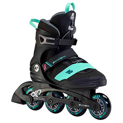 K2 Skates Alexis 80 Pro Patines, Women's, Negro/Verde Azulado, 37 EU