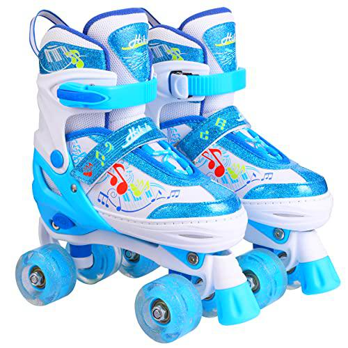 Patines de Ruedas para Niños Tamaño Ajustable Patines Niña 3 Años Patines Niño 4 Años Patines Niña 5 Años Patines Niña Principiante Patines en Paralelo Patines Quads Luminosas