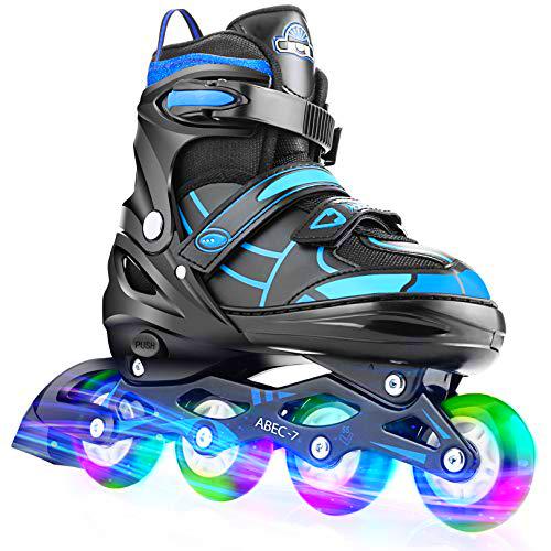 Hikole Patines en Línea para Niñas y Niños Patines 4 Ruedas Ajustable con Luz Tamaño 30-41 per Niños y Adulto(S,30-33)