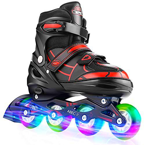 Hikole Patines en Línea para Niñas y Niños Patines 4 Ruedas Ajustable con Luz Tamaño 30-41 per Niños y Adulto(L,38-41)