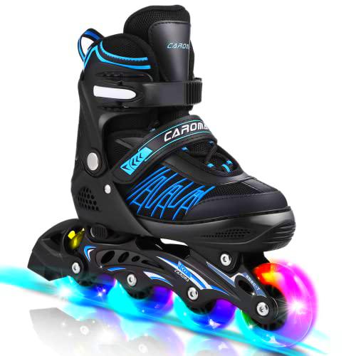 Caroma Patines en línea ajustables para niñas y niños con todas las ruedas iluminadas Patines de ruedas para exteriores