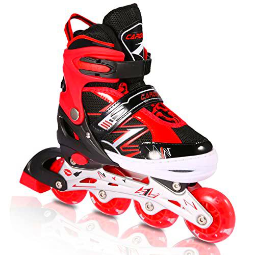 Patines en Linea Niña,Ajustables Patines Niñas con 8 Lntermitentes Ruedas,Roller Blades para Exteriores e Interiores,Malla Transpirable Inline Skates para Niño Adolescentes Mujer Hombre Principiantes