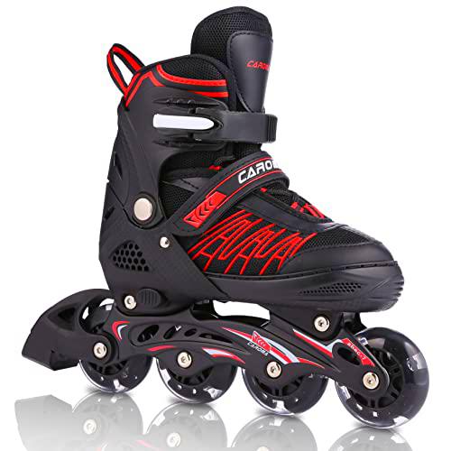 Patines en Linea Niña,Ajustables Patines Niñas con 8 Lntermitentes Ruedas,Roller Blades para Exteriores e Interiores,Malla Transpirable Inline Skates para Niño Adolescentes Mujer Hombre Principiantes