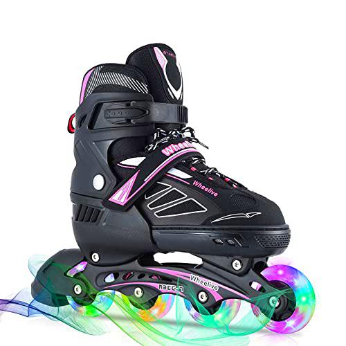 Wheelive Patines en línea con Ruedas Luminosas, Cuchillas de Rodillo cómodas y Ajustables para niños