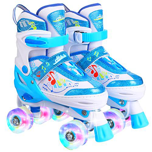 Hikole Patines de Ruedas para niños, Patines Luminosos Ajustables para niñas y niños