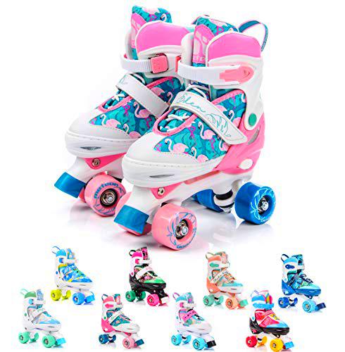 meteor Retro Patines Disco Roler Skate Patines en Paralelo 4 rueadas Quad Skate Patines de Hielo para niños de Adolescentes y Adultos tamaño Ajustable del Zapato (L 39-42, Eden)