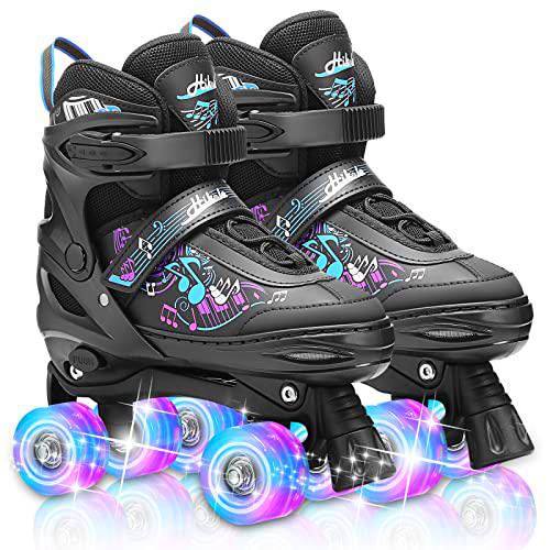 Hikole Patines de Ruedas para niños, Patines Luminosos Ajustables para niñas y niños