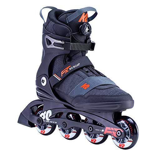 K2 Skates F.I.T. 80 Boa Patines, Men's, Negro/Naranja, 42 EU