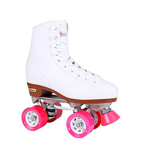 CHICAGO Patines clásicos para Mujeres y niñas, Patines de Cuatro Pistas Blancos, Talla 4