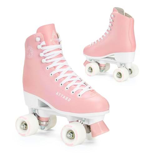 ATTABO Patines de Mujer Serena Talla 36 EU Talla Ajustable ABEC-3 Chasis de Aluminio Caña de Piel Protección de Puntera Frenado Seguro Ajuste Preciso de Ruedas 82A