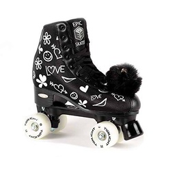 Epic Skates Luv Quad Roller Patines, Negro/Blanco, Mujer 4