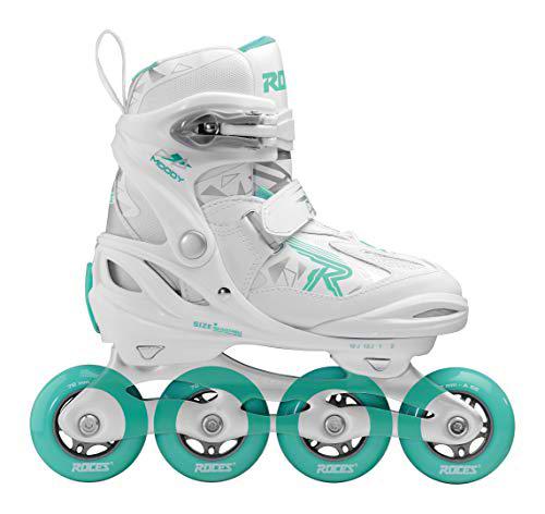 Roces Moody Girl Tif Patines en línea, Niñas, Blanco y Azul, 30-35